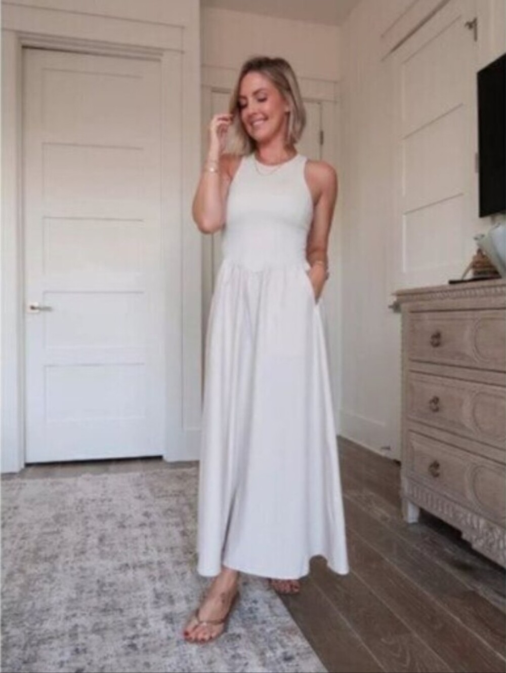 Zella Effortless Cutout Back Hybrid Dress In Grey Moonbeam Size S